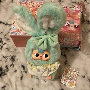🍬 Baby Three Lily Rabbit Town Mint Green Plush Bunny Bag Charm Heartbeat Cheeks